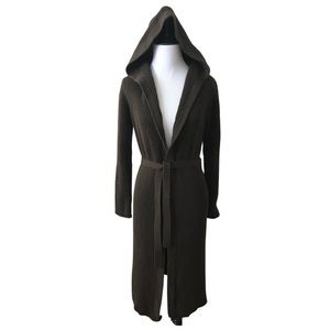 JCREW Heavy Knit Hoodie Belted Cardigan Duster BROWN Size PS - Petite